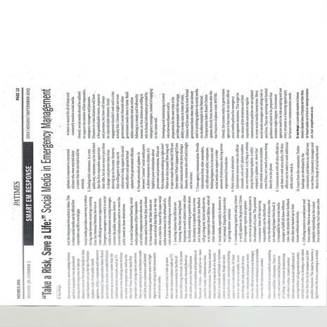 PA Times - Take a Risk, Save a Life - Social Media in Emergency Management