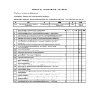 Patinho feio - Ficha de avaliação