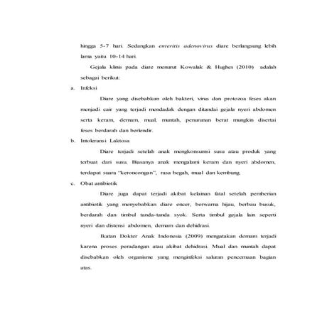 Patofisiologi diare pada anak