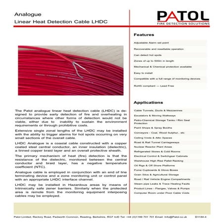 Patol Analogue Linear Heat Detection Cable