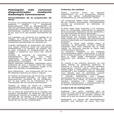 Patologías más comunes en radiología de tórax