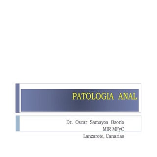 Patologia  anal