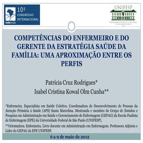 Competências do Enfermeiro e do gerente da Estratégia Saúde da Família: uma a...