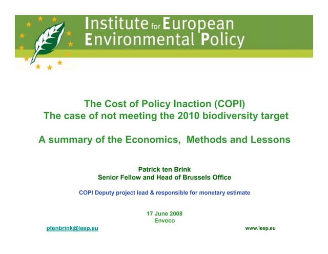 Patrick ten Brink of IEEP on COPI for Enveco Meeting Brussels 17 June 2008