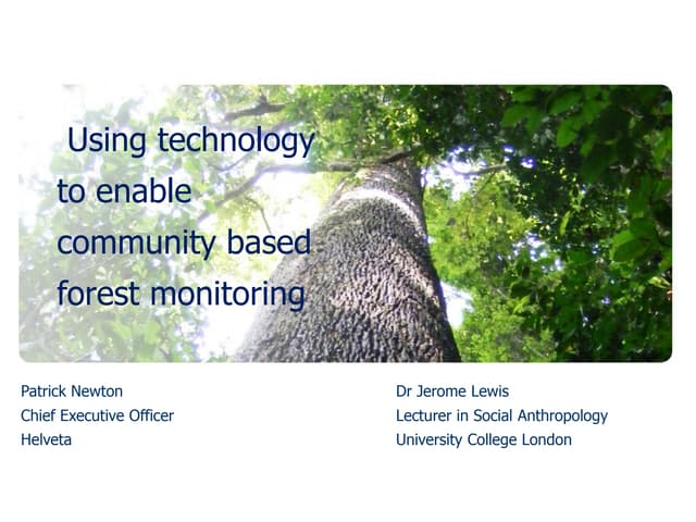 thumbnail of  Using technology to enable community based forest monitoring