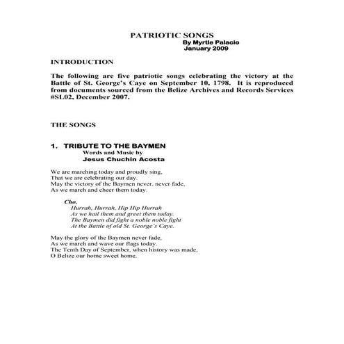 Patriotic Songs For Memorial Day Printable