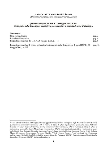 Patrocinio a spese dello stato: testo articolato della ...