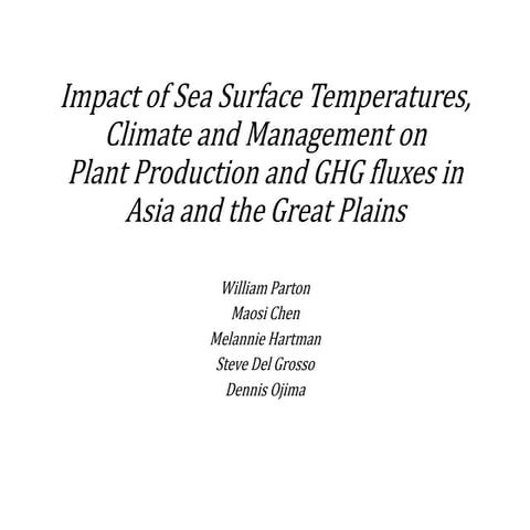Impact of Sea Surface Temperatures, Climate and Management onPlant Productio...
