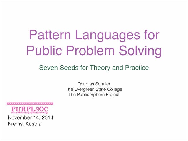 Pattern Languages for Public Proble...