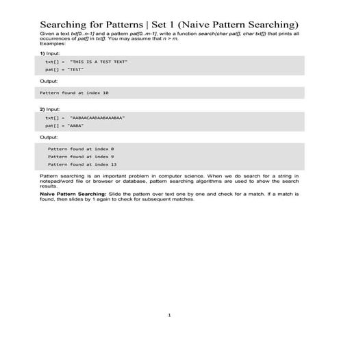 Pattern matching programs | PDF