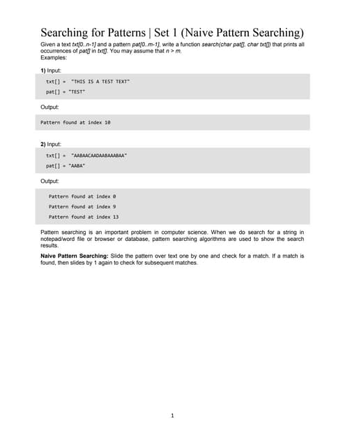 Pattern matching programs