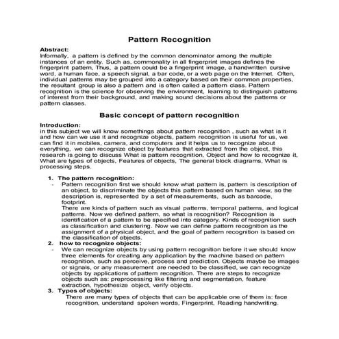 Pattern recognition research, conclusion inforamtion (2020)