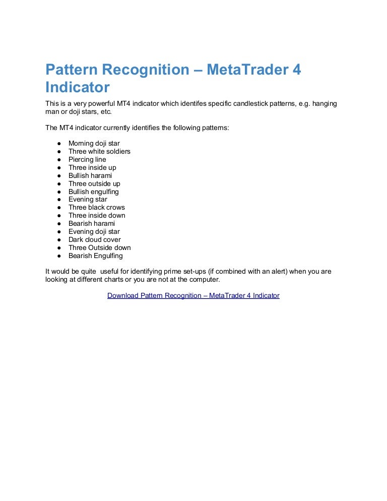 Chart Pattern Recognition Indicator Mt4