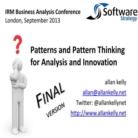 Patterns and Pattern Thinking for Analysis and Innovation