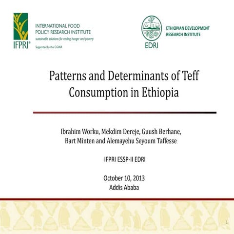 Patterns and determinants of teff consumption in ethiopia