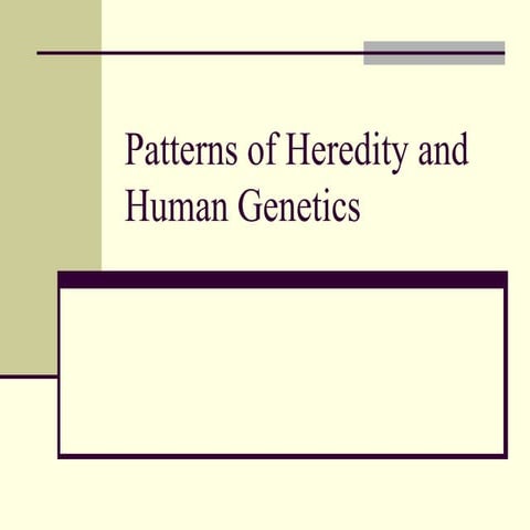 Patterns of heredity and human genetics