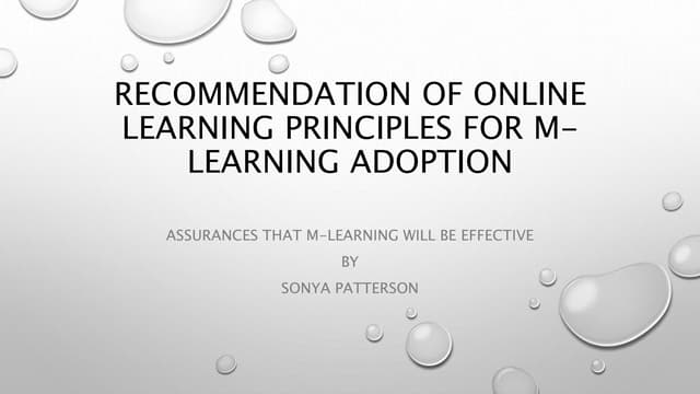 Recommendation of online learning principles for M-Learning Adoption