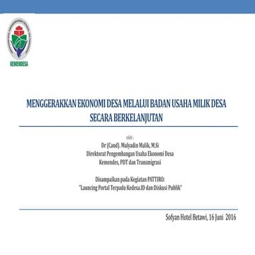 Menggerakkan ekonomi desa Melalui BUMDes