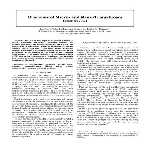 Paul Ahern - Overview of Micro & Nano Transducers
