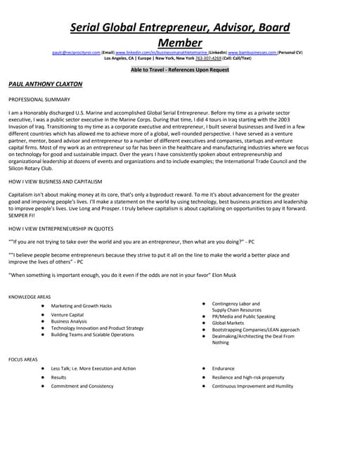 Paul Claxton Conventional Resume 