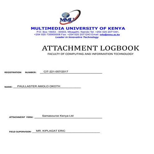 Computer Science Student Final attachment Logbook 