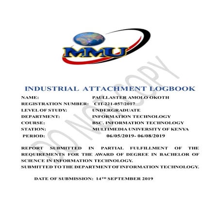 Student's industrial attachment logbook
