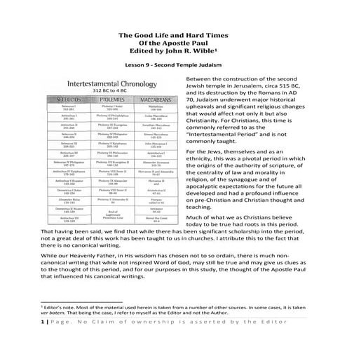 Paul.lesson 9.second temple judaism