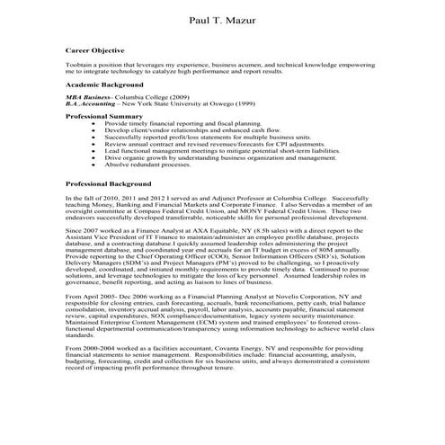 Paul Mazur Resume (updated 4/10/13)