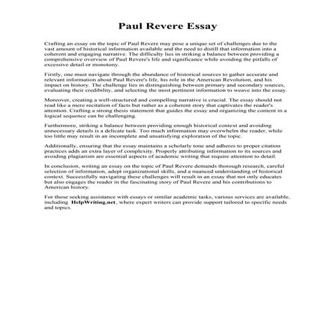 Paul Revere Essay. College for Creative Studies | PDF