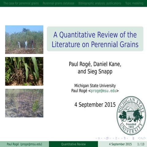 A Quantitative Review of the Literature on Perennial Grains