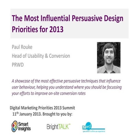 Persuasive design priorities 2013
