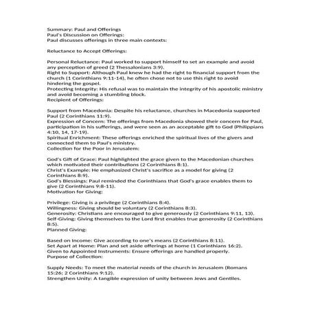 Paul's Discussion on Offerings that will us.docx