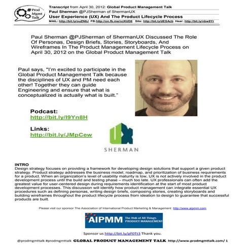 4/30/12 User Experience (UX) And Product Management: Happy Together