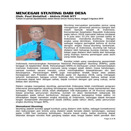 Mencegah Stunting Dari Desa