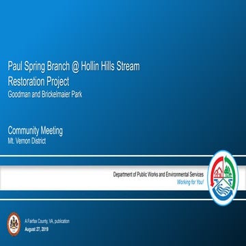 Paul Spring at Hollin Hills Stream Restoration Community Meeting 8-27 ...