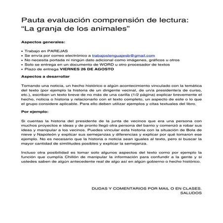 Pauta evaluación Granja de los Animales
