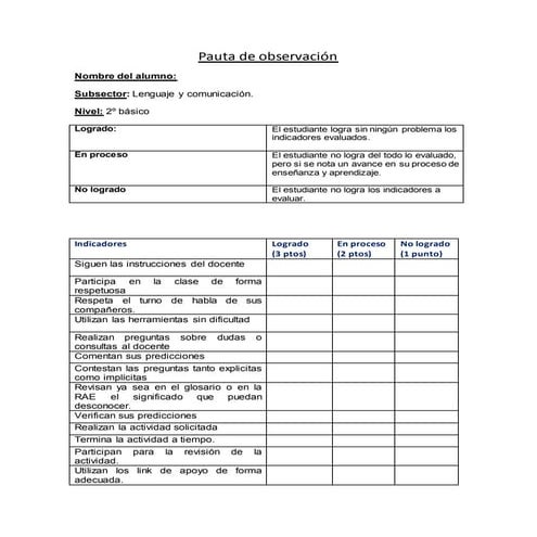 Pauta de observacion clase 9