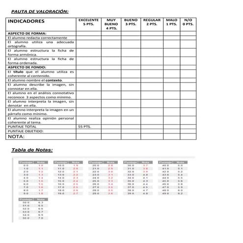 Pauta de valoración ( recuerdanos).