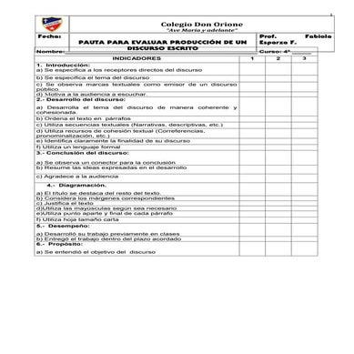 Pauta discurso escrito