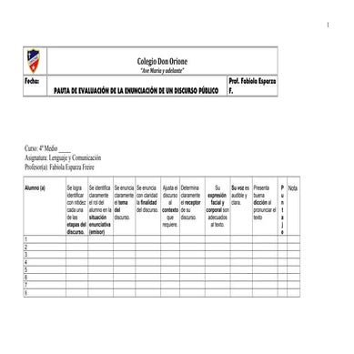 Pauta discurso oral