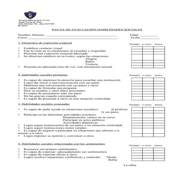 Pauta evaluacion habilidades sociales