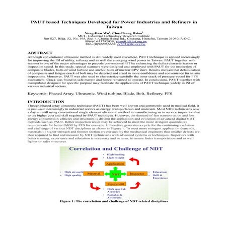 Paut based techniques developed for power industries and refinery in taiwan  ...