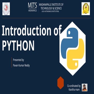 Python presentation python beginingers and datat types | PPTX