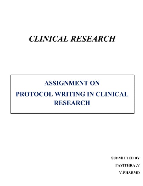 protocol writing in clinical research 