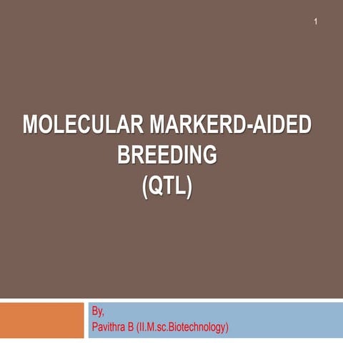 Pavithra- Systems Biology- Molecular marker aided breeding