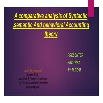 A comparative analysis of Syntactic ,semantic And behavioral Accounting theory 
