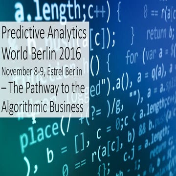 Predictive Analytics World Berlin 2016 