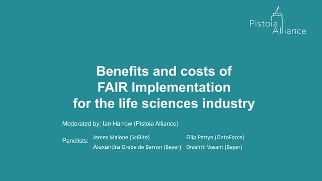 PA webinar on benefits & costs of FAIR implementation in life sciences 