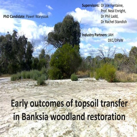 Early outcomes of topsoil transfer in Banksia woodland restoration in Western...