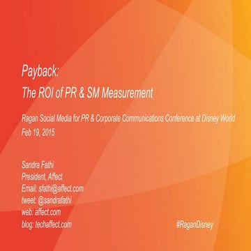 Payback: The ROI of SM & PR Measurement